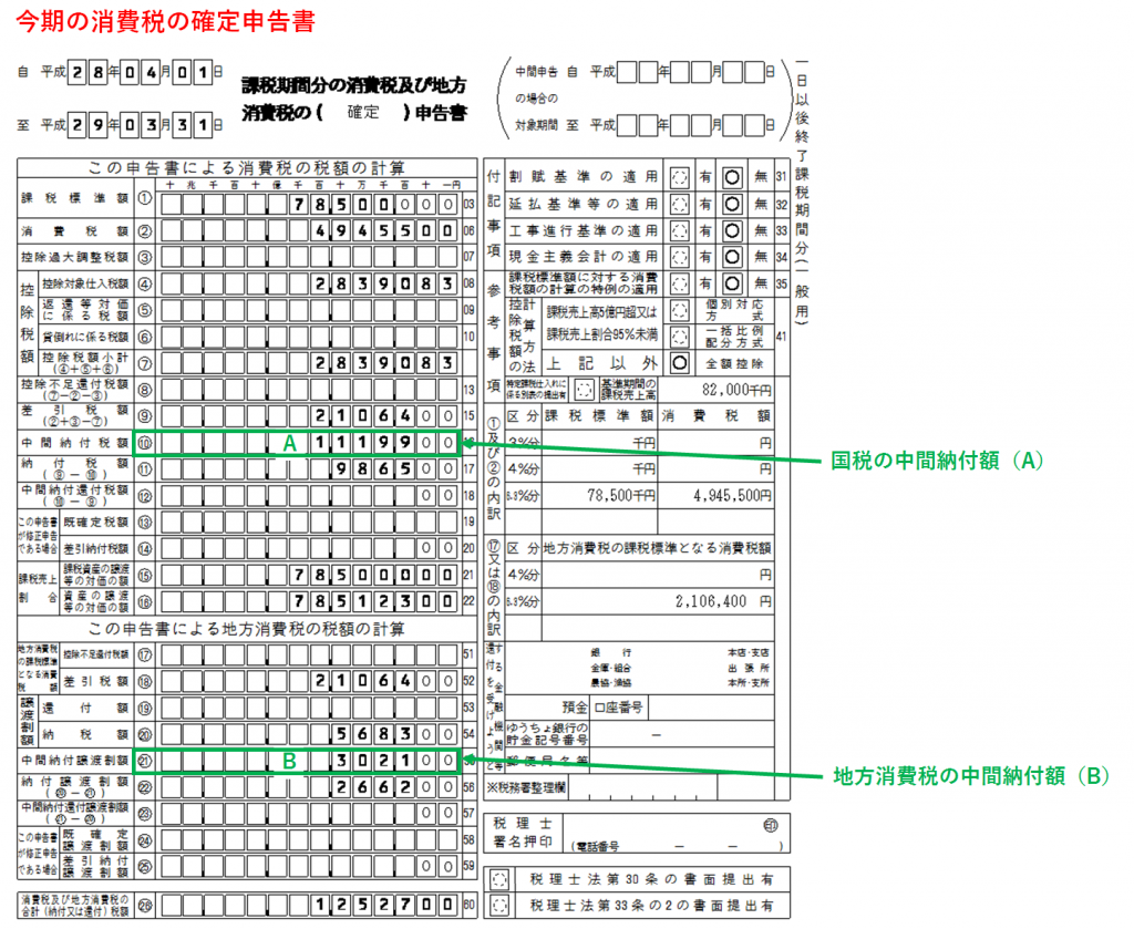 消費税の中間納付について、中間納付額の計算方法 My タックスノロジー